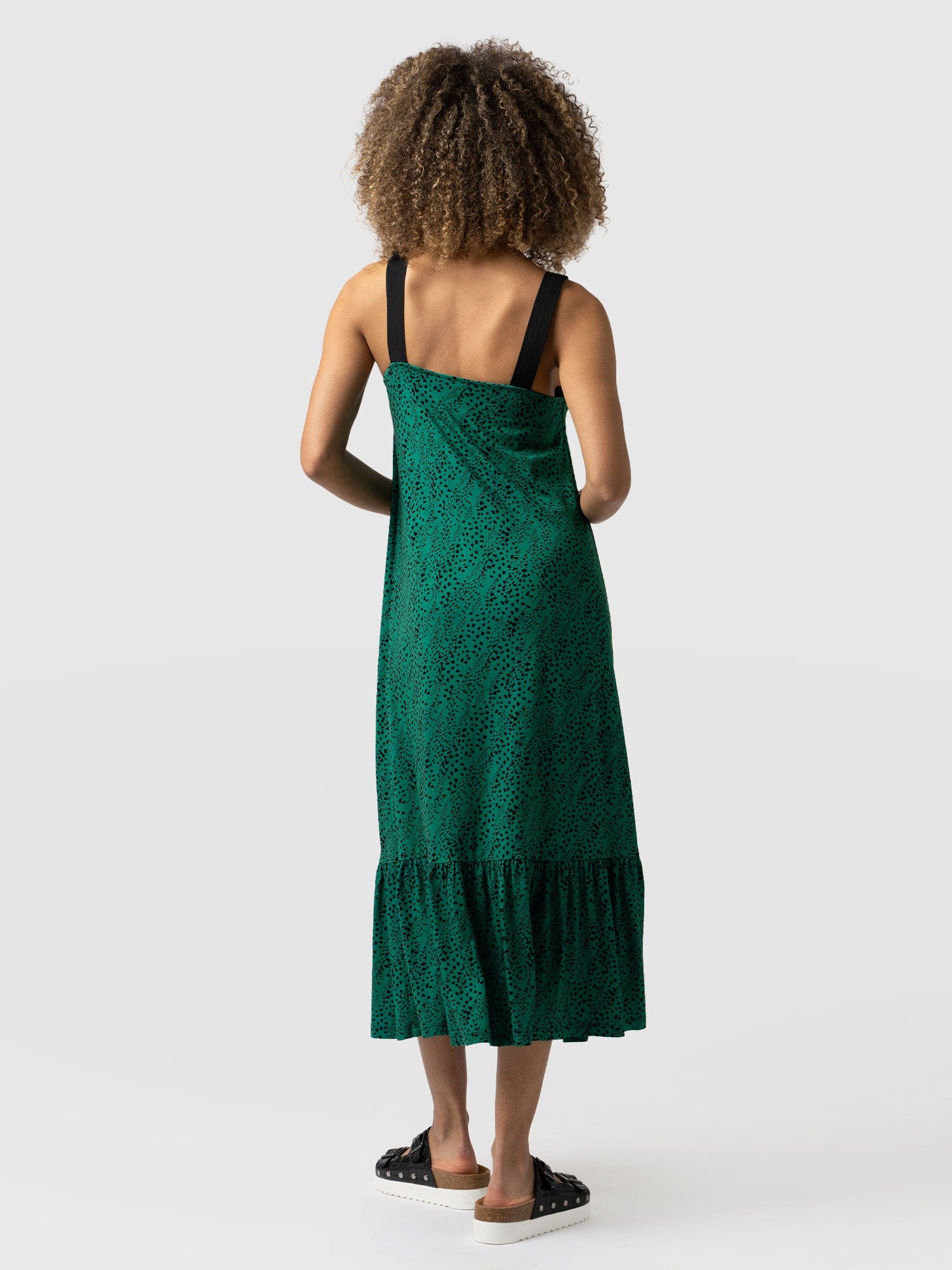 Riley Tiered Trapeze Dress Green Spot - Women's Dresses | Saint + Sofia® UK